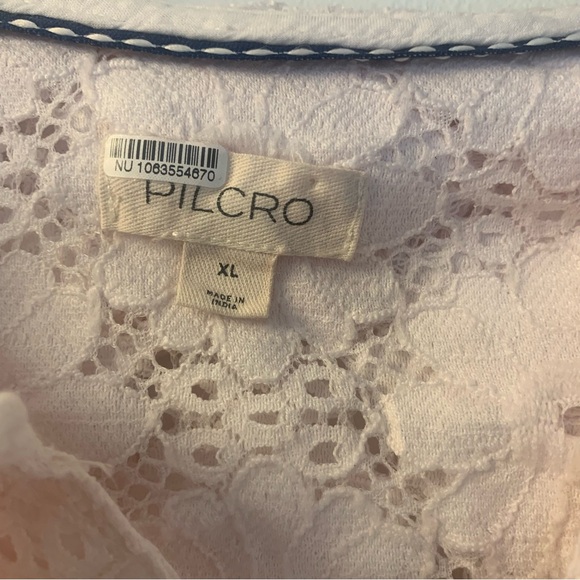 Pilcro The Keira Button-Front Blouse pink size XL cottagecore fairy lace - Picture 4 of 5